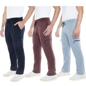 3 pack small mens fleece jogger with zipper pockets closed bottoms